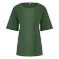 thumbnail image 4 of Timegard Cotton Linen Tops for Women Plus Size Round Neck Button Tunic Tops Casual Lightweight Blouse, 4 of 5
