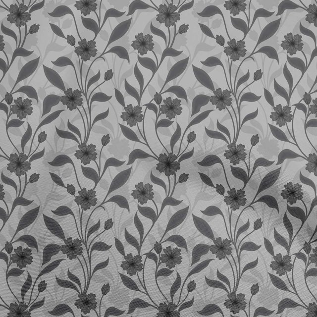 oneOone Georgette Viscose Gray Fabric Floral Craft Projects Decor Fabric Printed By The Yard 42 Inch Wide