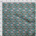 thumbnail image 3 of oneOone Cotton Cambric Fabric Leaves & Floral Block Decor Fabric Printed BTY 56 Inch Wide, 3 of 4