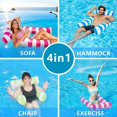 thumbnail image 3 of Pool Float Adult 4-in-1 Inflatable Water Hammock Floating Chair Lounger 3 Tube Design 300 lbs Capacity with Pump for Pool Vacation Light Blue Green, 3 of 5