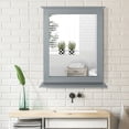 thumbnail image 3 of Gymax Bathroom Wall-Mounted Mirror W/Shelf Vanity Makeup Mirror Multipurpose Gray, 3 of 9