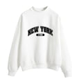 thumbnail image 1 of HNMKIU Women's Tops Autumn Winter O Neck Solid Color Printed Long Sleeve Pullover Sweatshirt, 1 of 4