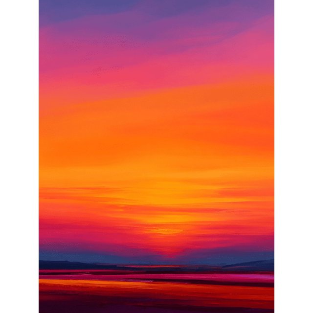 Qisvanset Impressionist Wave Sunset Canvas Print 12x16 Inch Dining Room Decor