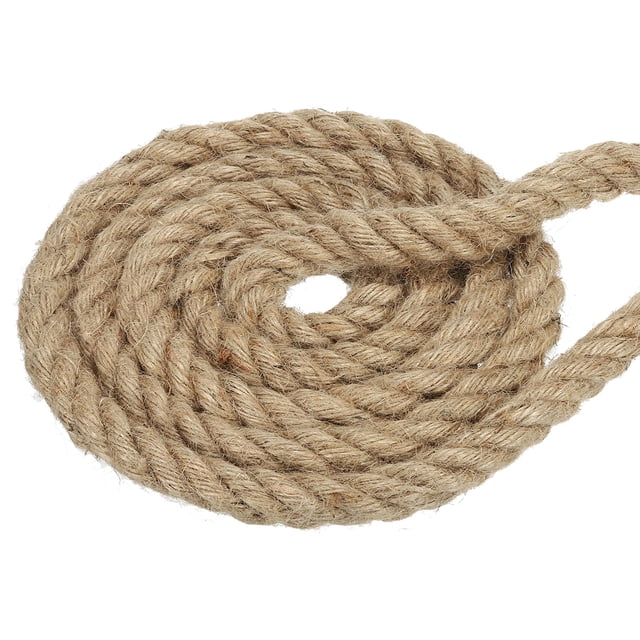 Unique Bargains 3/4 Inch 29.6 Feet Jute Rope Natural Manila Rope 4 Strand Twisted Thick Heavy Twine Rope