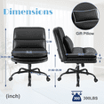 thumbnail image 3 of Homall Chaise de Bureau Jambes Croisées avec Roulettes, Chaise de Bureau Pivotante Sans Accoudoirs à Assise Extra Grand, Hauteur Réglable Chaise de Travail Confortable avec Coussin Épais (Cuir PU, Noir), 3 of 6