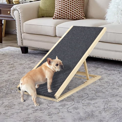 (UPGRADED) Dog Ramp for Bed, Extra Wide Excellent Traction, Pet Ramp for Small Dogs to Get on Couch Car, Non-Slip Rubber Surface, 16" Wide Hold up to 80lb, Adjustable, Foldable, Car Ramps, Dog Ramp