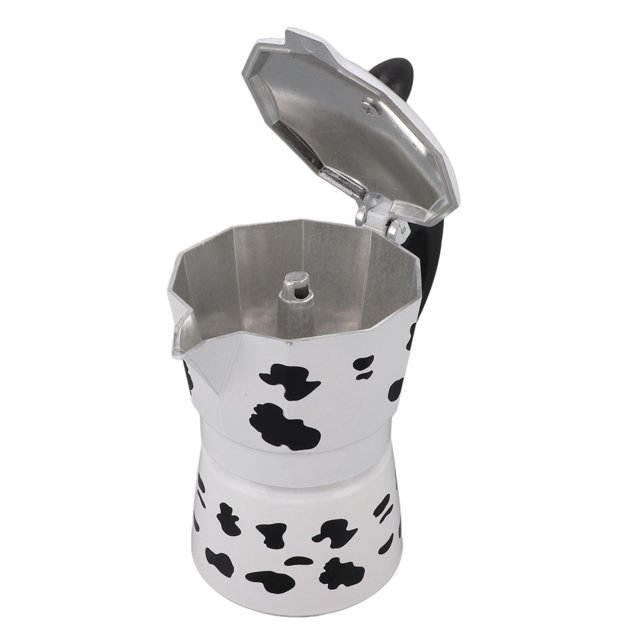 Milk Cow Color Moka Pot, Lightweight and Durable, Portable and Compact, Rich Taste, Multi Scenario Applicability, Cow Pattern Design for Cafe, Camping, Travel
