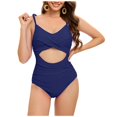 thumbnail image 1 of LSLJS Women's Halterneck Strappy Back-Beautiful Pleated Belly Cover Slim Swimsuit, 1 of 7