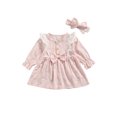 thumbnail image 1 of Xingqing Robe en Dentelle Florale à Manches Longues + Bandeau pour Bébé Fille Automne Printemps, 1 of 6