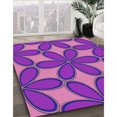 thumbnail image 3 of Ahgly Company Tapis d'Intérieur Lavable à la Machine, Carré, Transitionnel, Néon Violet, Tapis de Zone, 8 Pieds Carré, 3 of 7