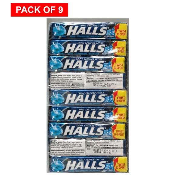 Halls Drops, Ice Peppermint (Pack of 9) $4.22 ea.