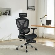 QinaQin Ergonomic Mesh Office Chair with 3D Armrests, High Back Computer Chair, Footrest and Swivel Wheels for Home and Office