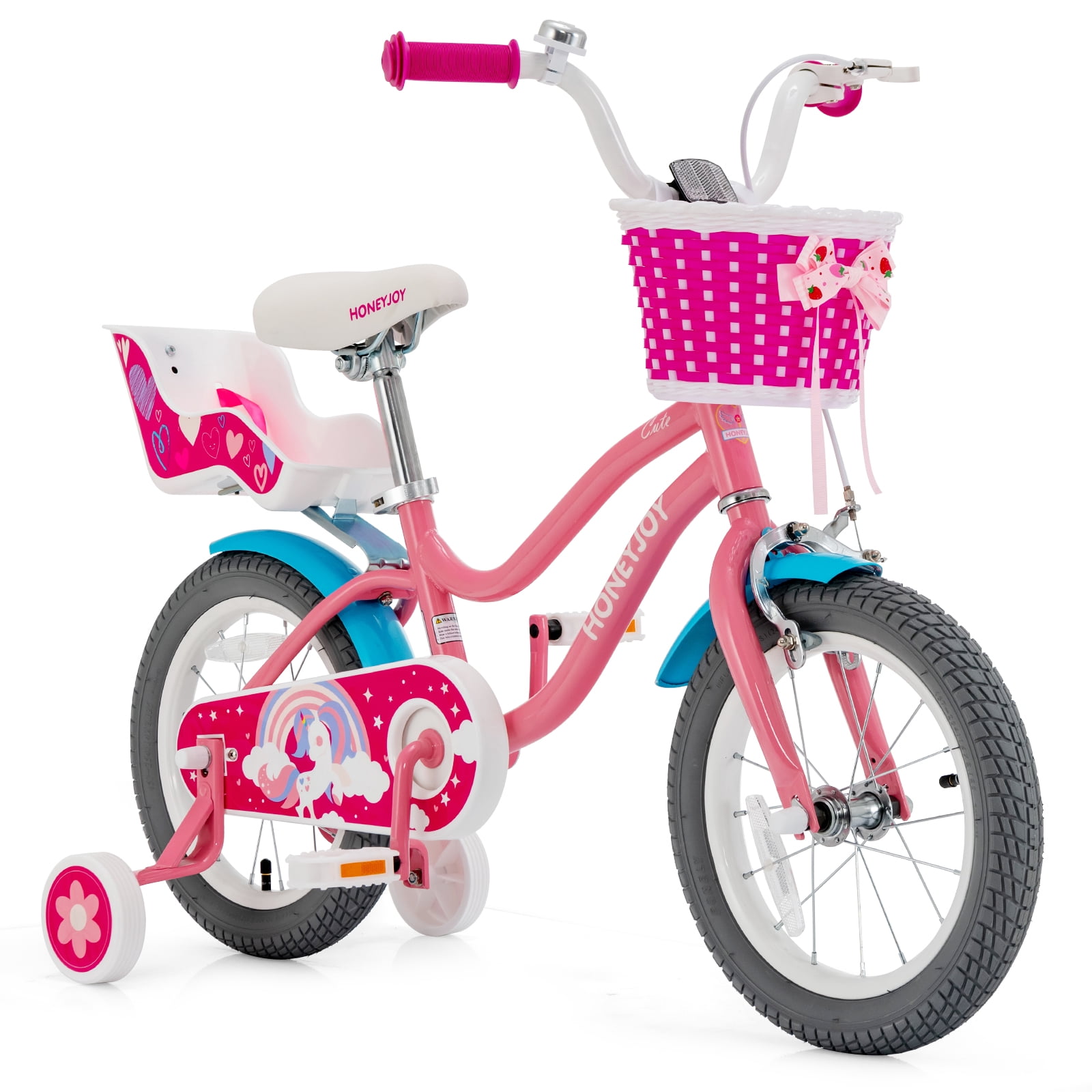 Costway 14 Inches Kids Bicycle w/Training Wheels & Basket for Boys & Girls Age 3-5 Years