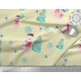 thumbnail image 2 of Soimoi Yellow Modal Satin Fabric Snowman & Tree Christmas Print Fabric by the Yard 42 Inch Wide, 2 of 5
