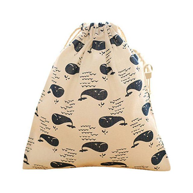 Cotton Blend Linen Home Storage Storage Bag Linen Cotton Travel Use Printing Bag with the Drawstring