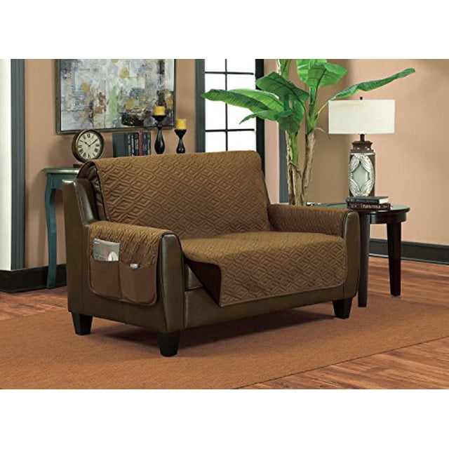 Protecteur de Meuble Classique Réversible Matelassé Imperméable Motif Losange (Sofa, Bronze/brun)