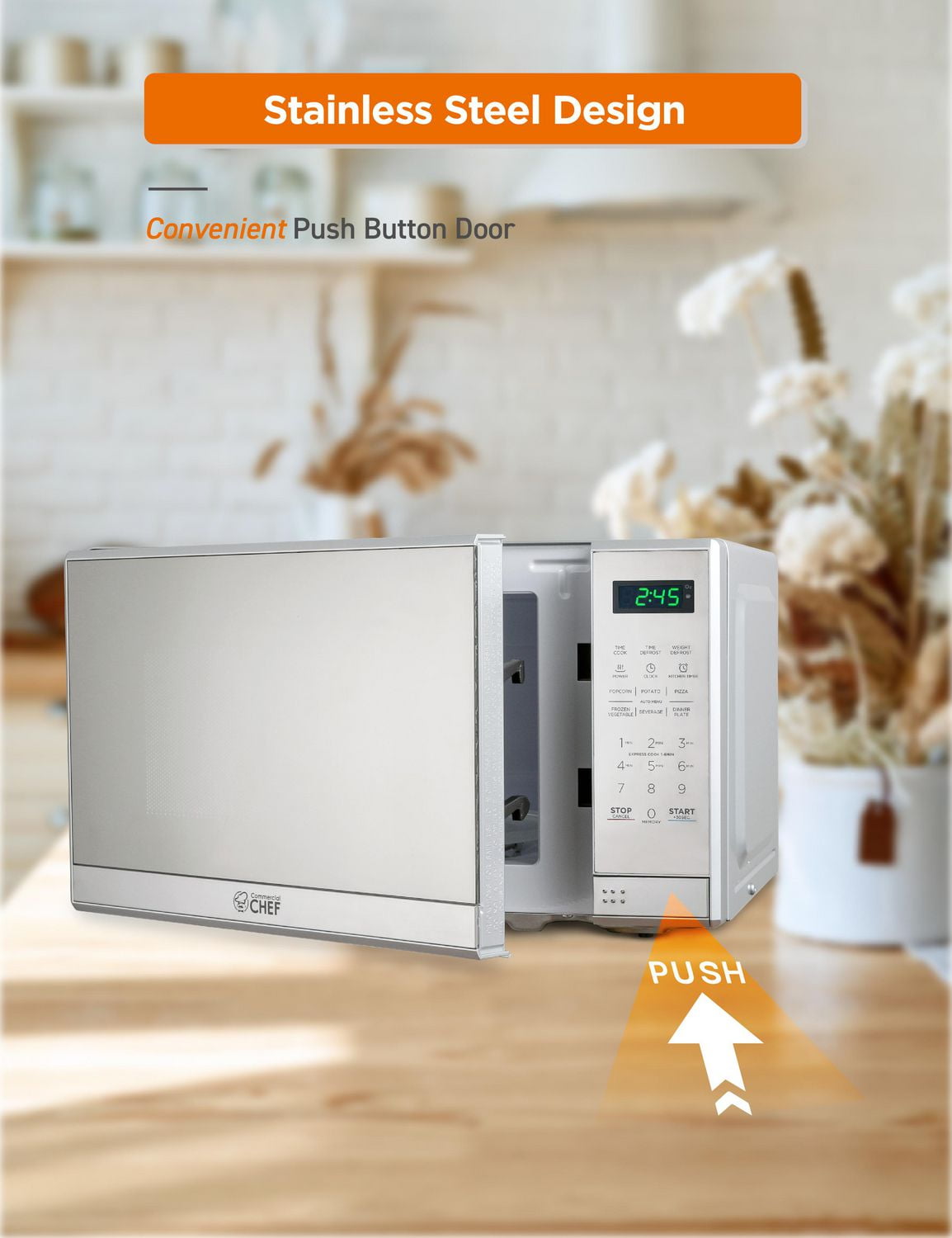 Micro-ondes Commercial Chef de 0,7 pi³ avec 10 niveaux de puissance, micro-ondes de 700 W avec affichage numérique, micro-ondes de comptoir