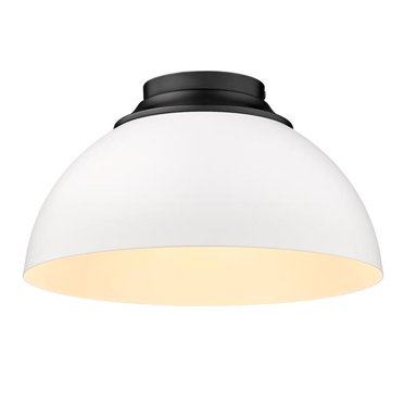 Golden Lighting 6956-FM BLK-WHT Zoey Flush Mount, Matte Black