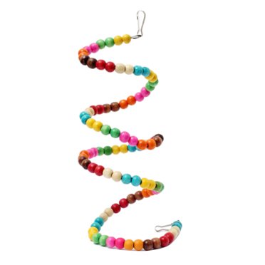 fastboy Multicolor Wood Beads Swing Cage Bird Spiral Ladder Pet Bites Climbing Chewing Hanging Toy Random Color