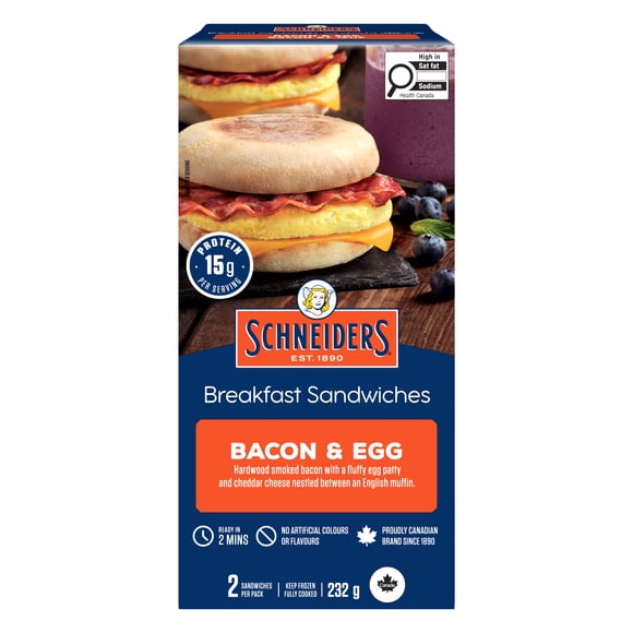 Schneiders Bacon & Egg Breakfast Sandwiches, 2 per pack, 232 g