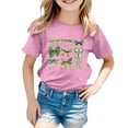 thumbnail image 2 of T-shirts Filles Été Col Rond Manches Courtes Nœud Imprimé Coupe Décontractée Basiques Hauts Filles Rose 8-9 Ans, 2 of 4