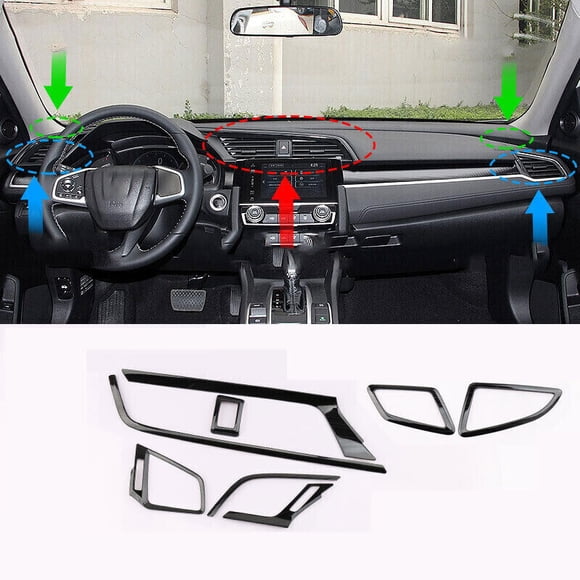 Suitable for Honda Civic 2016-2021 black titanium alloy instrument panel ventilation cover decoration 8X-