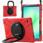 XYX Case for Samsung Galaxy Tab A11+ 11.0 inch SM-X310/SM-X315/SM-X316, 360 Degree Rotating Hand Grip Shockproof Cover with Shoulder Strap, Red