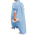 thumbnail image 4 of Hauts de Manteau Kaftan pour Femmes Manches Longues Col à Revers Robes Longues à Simple Boutonnage, 4 of 5