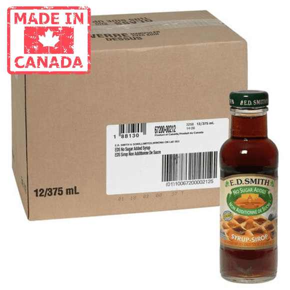 E D Smith & Son Sirop de Table Sans Sucre Ajouté 375 ml (12/caisse) - 12,68 oz - Fabriqué au Canada