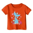 thumbnail image 3 of T-shirts pour Filles, Imprimé Graphique Océan Mignon, Manches Courtes, Amples, Orange 3-4 Ans, 3 of 3