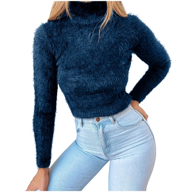 GigrtiJin Chandails à Col Roulé pour Femmes Décontractés Couleur Unie Ajustés Courts Chandails à Enfiler Hauts Mode Confortables Blouses Décontractées
