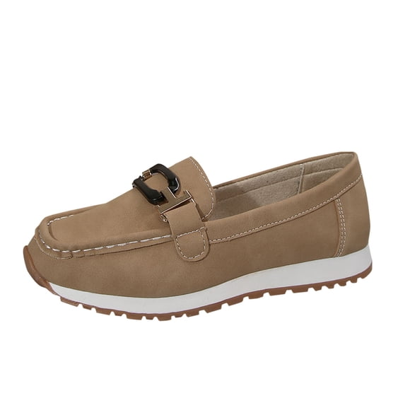 LOVZFMLL Women's Loafer Shoes Leisure Slip On Shoes for Work Business Casual Comfort Walking Flat Shoes Lightweight Penny Loafer Flats Khaki 9