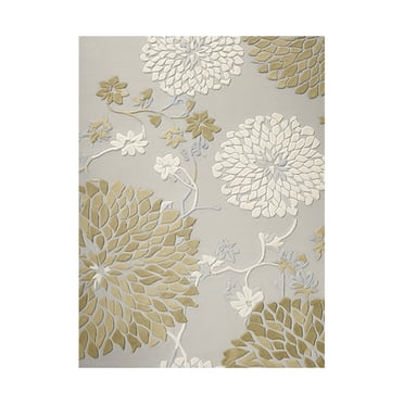 Riforla Tapis Intérieur et Extérieur Lavable à Motif Floral, Gris Pâle, 3 Tailles, Facile à Nettoyer, 4 Couleurs