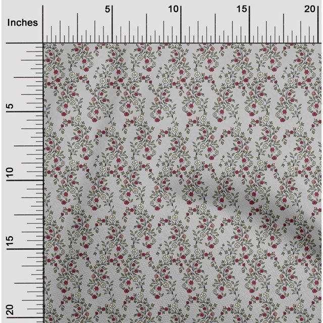 oneOone Silk Tabby Fabric Leaves & Floral Block Print Fabric By The Yard 42 Inch Wide