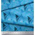 thumbnail image 3 of Soimoi Blue Georgette Viscose Fabric Facets Triangle Geometric Decor Fabric Printed Yard 44 Inch Wide, 3 of 3
