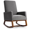 thumbnail image 1 of Costway Fauteuil Berçant Rétro en Tissu Rembourré Style Mi-Siècle pour Chambre de Bébé Gris, 1 of 9