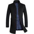 thumbnail image 1 of Men's Trench Coat Long Wool Blend Overcoat Slim Fit Down Topcoat, 1 of 1
