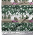 thumbnail image 1 of Soimoi Green Silk Fabric Car & Pine Tree Nature Print Fabric by Yard 42 Inch Wide, 1 of 5