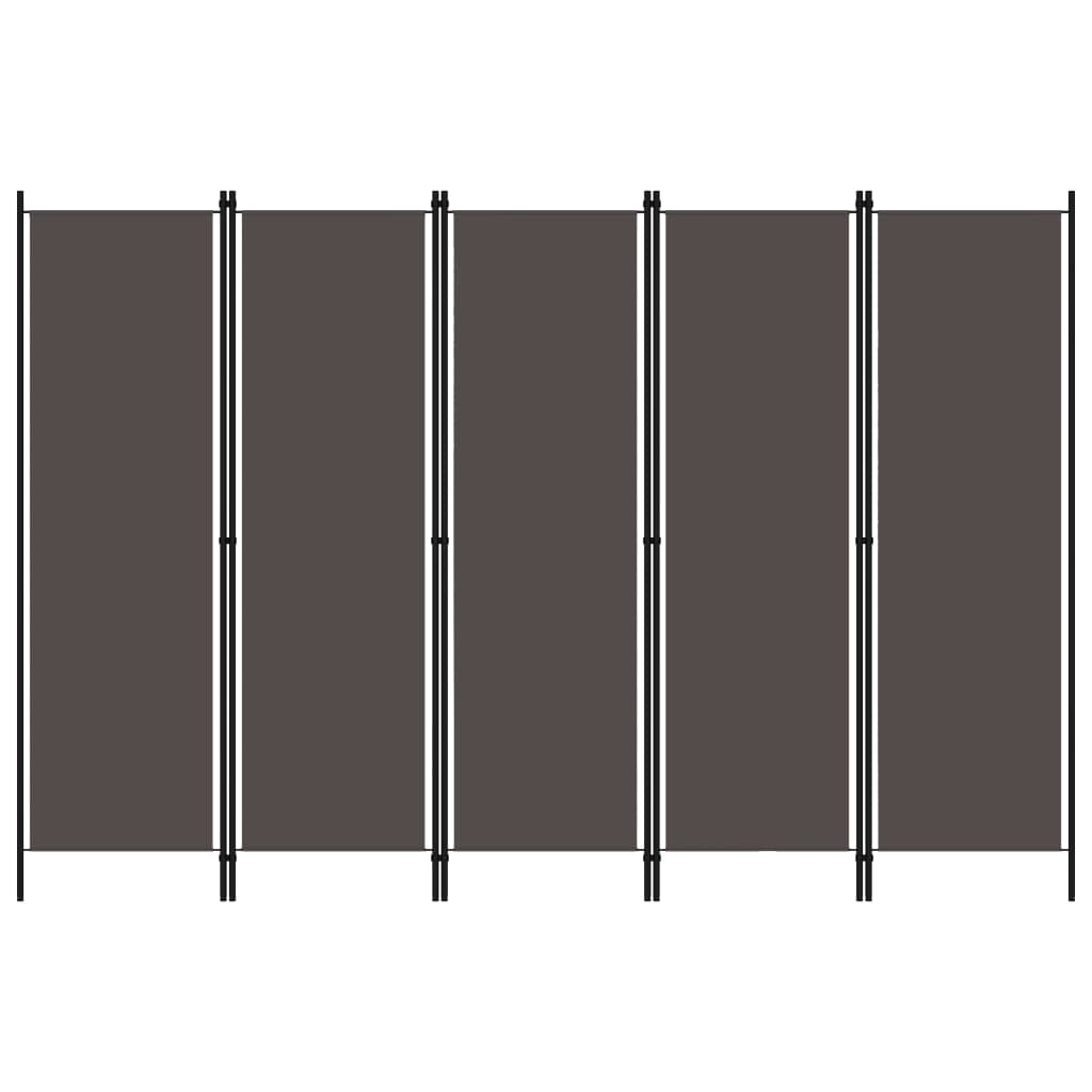 vidaXL Paravent à 5 Panneaux Anthracite 250x180 cm
