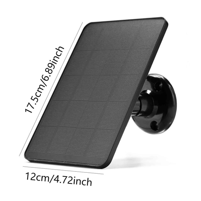 JJKBVCLO "4W Solar Charging Panel For Secu Rity Cameras & Doorbells 5V Monocrystalline With USB C/Micro Ports & Adjustable Mount (17.5x12cm IP65 )