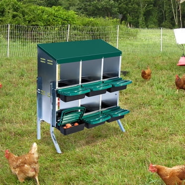 TROPOW CuisinSmart Nesting Boxes for Chickens, 6/8/10-Holes Chicken Nesting Boxes, Chicken Laying Box with Lid Cover, Roll Away Nest Box for Chicken Coop to Protect Eggs, Green/Red