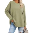 thumbnail image 1 of RXIRUCGD Chandails en Molleton Oversize pour Femmes 2024 Col Rond Manches Longues Tops Tricotés Pull, Vert, Taille : TG, 1 of 9