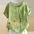 thumbnail image 2 of Pisexur Hauts d'Été pour Femmes, Hauts pour Femmes, Hauts de Sortie pour Femmes, Hauts pour Dames, T-Shirt à Manches Courtes Col Rond Imprimé Mode Décontractée Vert,G, 2 of 5