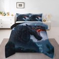 thumbnail image 1 of YST Dragon Ensemble de Couette Format Simple, Ensembles de Literie 3D Dinosaure Rugissant Doux pour Chambre, Ensembles de Couette de Literie pour Enfants Garçons Imprimés Tonnerre Faune Rocheuse, Couette en Duvet Gothique Ciel Noir Orange, 1 of 6