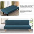 thumbnail image 4 of Armless Futon Cover Stretch Sofa Bed Slipcover Protector Elastic Feature Rich Textured High Spandex Small Checks Jacquard Fabric Futon Cover, Machine Washable, 4 of 7