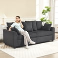 thumbnail image 2 of HOMCOM Corduroy Couch with 8 Removable Pillows, 3 Seater Sofa, Dark Grey, 2 of 10