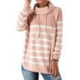 thumbnail image 3 of Women Stripe Turtle Neck Pocket Front Long Sleeve Knitted Sweater, 3 of 7