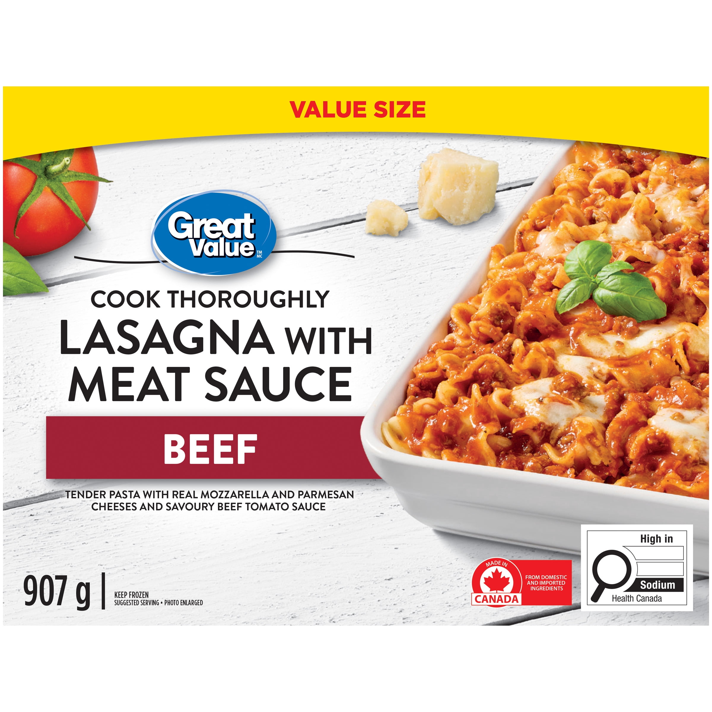 Great Value All Beef Meat Lasagna, 907 g