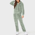 thumbnail image 1 of Combinaisons pour Femmes Chic Femmes Combinaison à Manches Longues à Capuche Pyjama Décontracté Hiver Chaud Combinaison de Nuit Automne Combinaison en Liquidation, 1 of 6