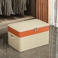 thumbnail image 4 of Double Layer Zipper Storage Bag, Large Capacity Clothes & Quilt Organizer, Portable Wardrobe Box with Reinforced Handle, Beige, 1-Pack, 4 of 7